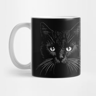 Retro Cat ASCII Computer Science Men Women Funny Black Cat Mug